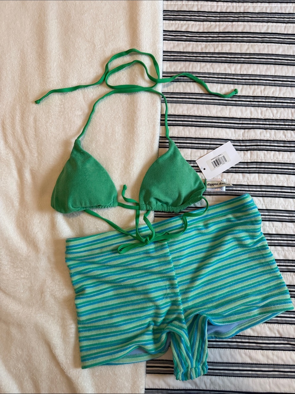 Pickleball Green Triangle Bikini Top